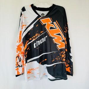 KTM Thor Phase Motocross Racing Jersey Mens XXL Long Sleeve Shirt Black Orange